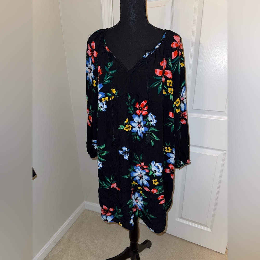 💕 Old Navy Floral 3/4 Sleeve Dress Size XXL
